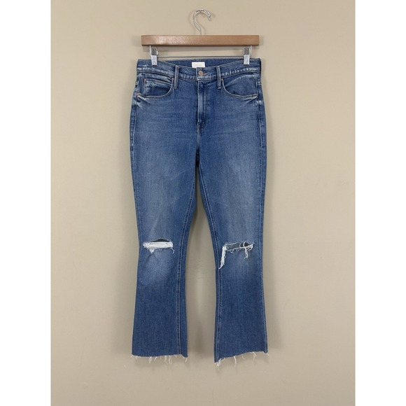 Mother Light‎ Blue Stretch The Runaway Step Fray Denim Jeans Women's 28 x 28 - Picture 1 of 16